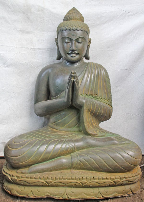 Stone Praying Buddha Statue 40"